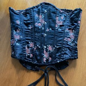 Under-bust Black Multi Satin Bustier - Size Medium